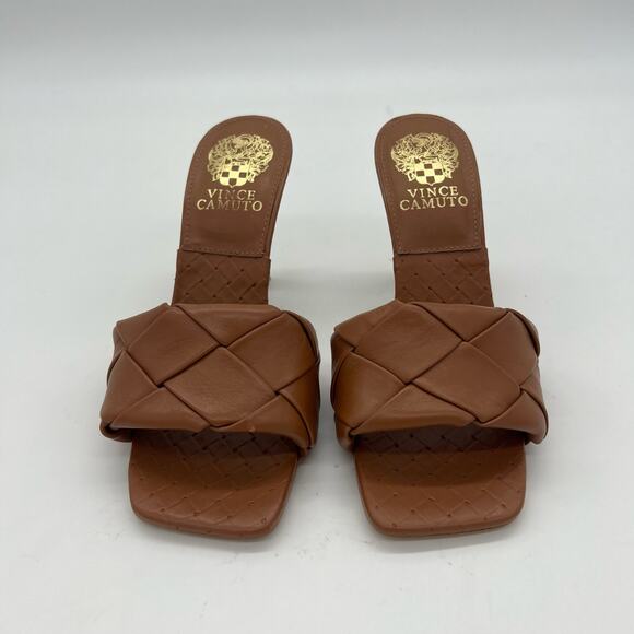 Vince Camuto Brelanie Woven Strap Mule Heels Barn Brown Womens Size 5.5 - Picture 6 of 13